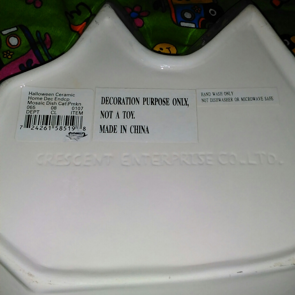 CRESCENT CERAMIC MOSAIC CAT CANDY DISH - Picture 3 of 6